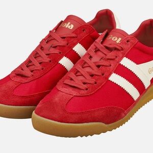 Gola Women’s Torpedo Sneakers - Red Suede and White Leather - Size 10